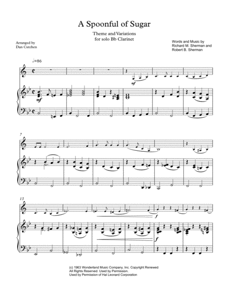 Bb Clarinet A Spoonful Of Sugar Sheet Music