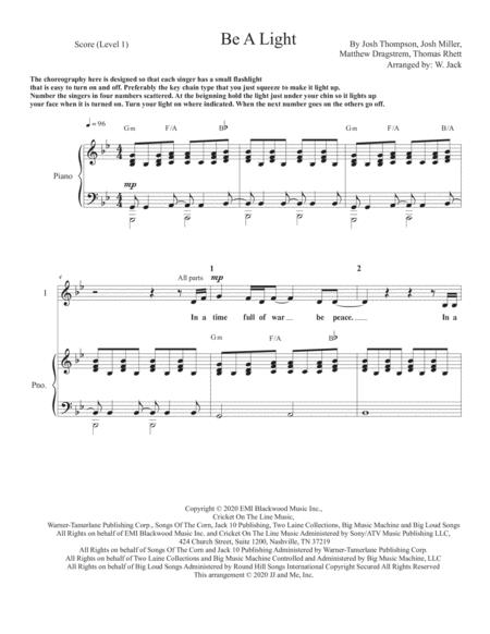 Be A Light Level 1 Unison W Optional Solo Or Small Group Sheet Music