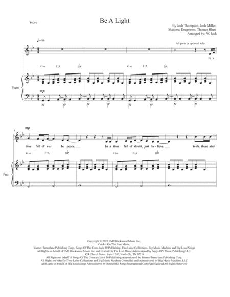 Free Sheet Music Be A Light Satb