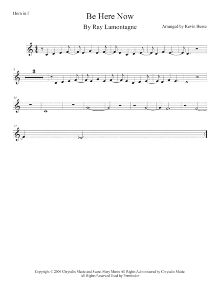 Be Here Now Horn In F Sheet Music