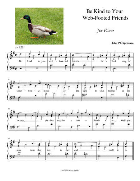 Be Kind To Your Web Footed Friends Sheet Music