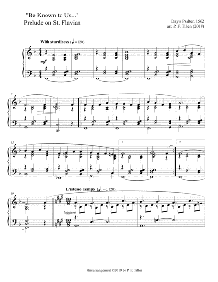 Free Sheet Music Be Known To Us Prelude On St Flavian