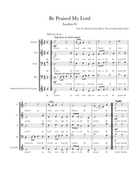 Be Praised My Lord Sab A Cappella Sheet Music