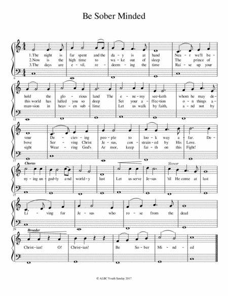 Be Sober Minded Sheet Music