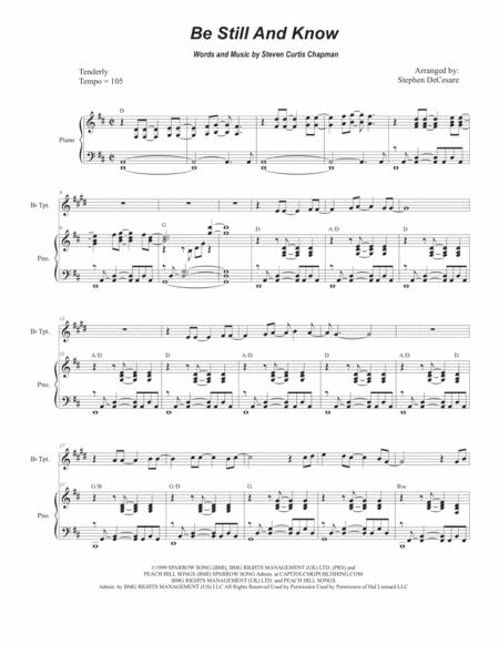 Free Sheet Music Be Still And Know Bb Trumpet Solo And Piano