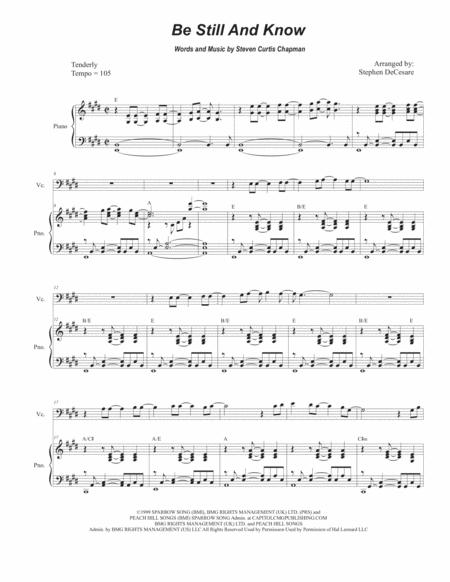 Be Still And Know Cello Solo And Piano Sheet Music