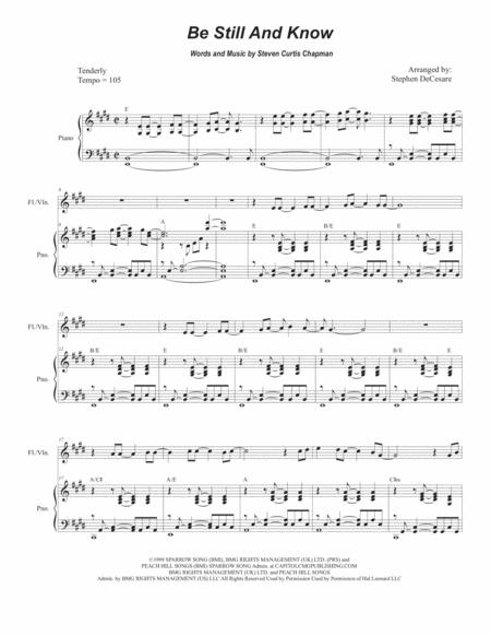 Free Sheet Music Be Still And Know Flute Or Violin Solo And Piano