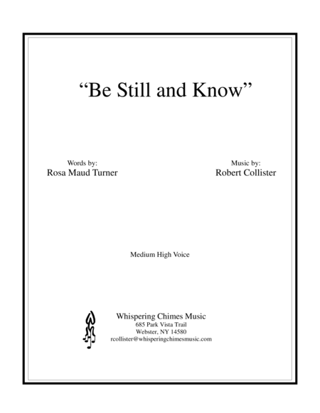 Be Still And Know Medium High Voice Sheet Music