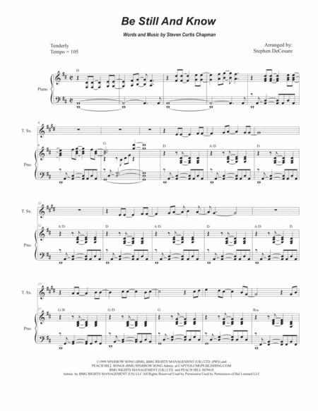 Free Sheet Music Be Still And Know Tenor Saxophone And Piano