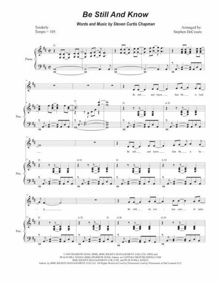 Be Still And Know Unison Choir Medium High Key Sheet Music