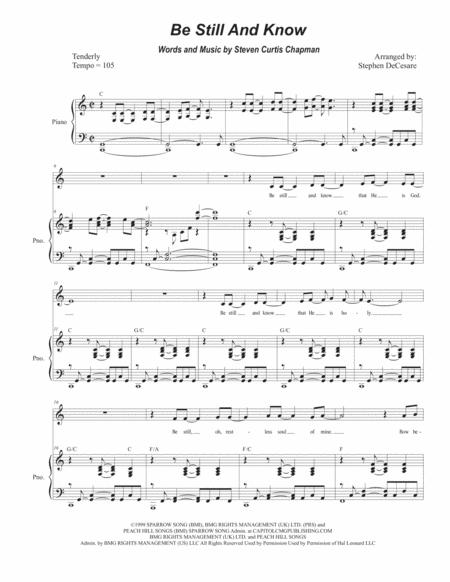 Be Still And Know Unison Choir Medium Low Key Sheet Music