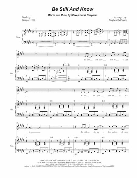 Free Sheet Music Be Still And Know Vocal Solo High Key