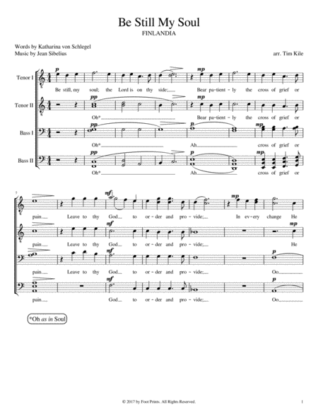 Be Still My Soul Mens Choir A Cappella Sheet Music