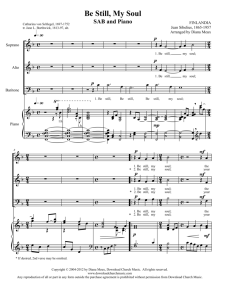 Be Still My Soul Sab And Piano Sheet Music