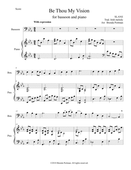 Be Thou My Vision Bassoon Piano Arr Brenda Portman Sheet Music