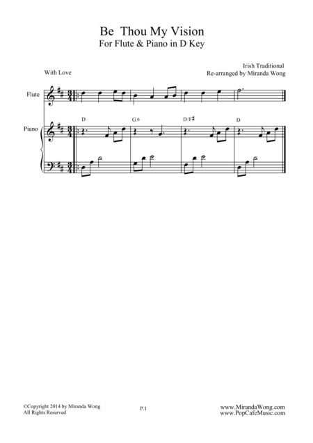 Be Thou My Vision Flute And Piano Romantic Version Sheet Music