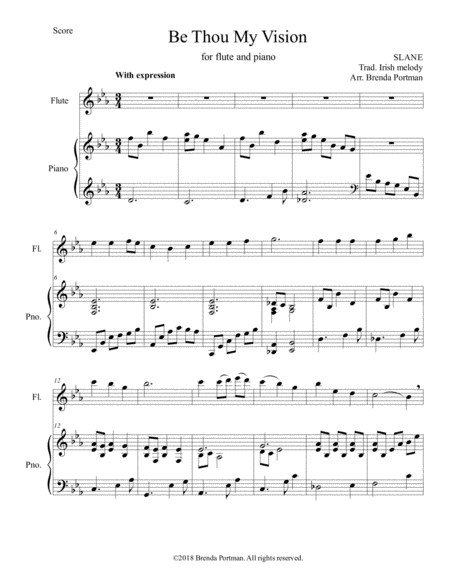 Be Thou My Vision Flute Piano Arr Brenda Portman Sheet Music