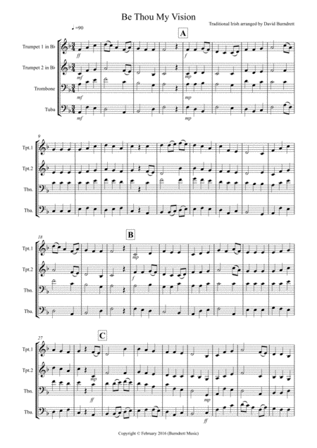 Be Thou My Vision For Brass Quartet Sheet Music