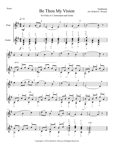 Be Thou My Vision For Flute C Instrument And Classical Guitar Sheet Music