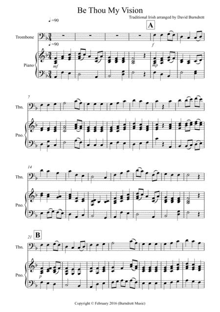 Free Sheet Music Be Thou My Vision For Trombone And Piano