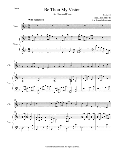 Be Thou My Vision Oboe Piano Arr Brenda Portman Sheet Music