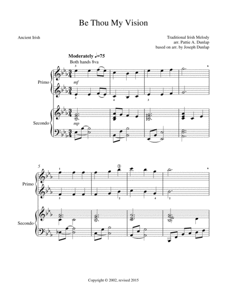 Free Sheet Music Be Thou My Vision Piano Duet