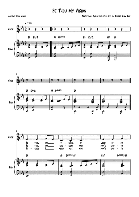 Be Thou My Vision Piano Vocal Sheet Music