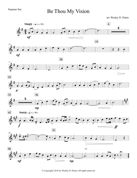 Be Thou My Vision Sax Sextet Sheet Music