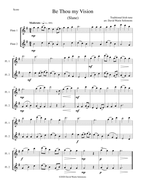 Be Thou My Vision Slane Arranged For 2 Flutes Sheet Music