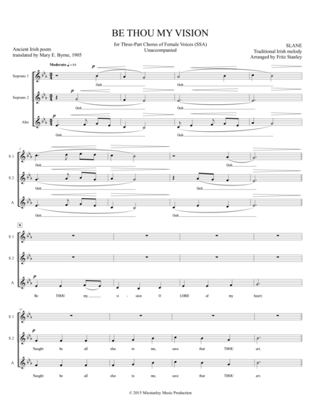 Be Thou My Vision Ssa Acappella Sheet Music