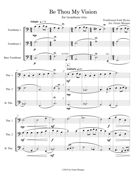 Free Sheet Music Be Thou My Vision Trombone Trio