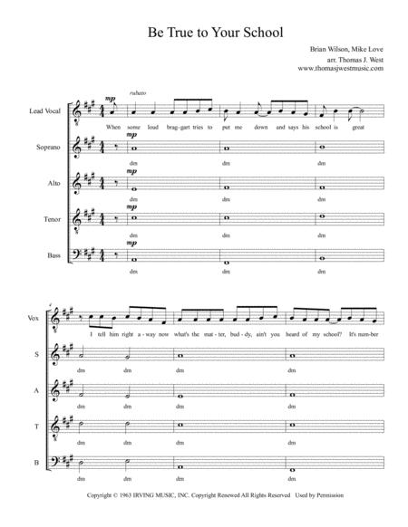 Free Sheet Music Be True To Your School Satb Contemporary A Cappella