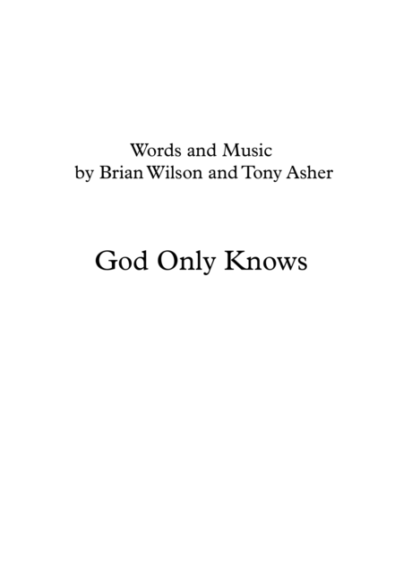 Beach Boys God Only Knows Horn Quartet Sheet Music