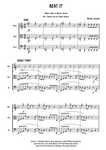 Beat It String Trio Sheet Music