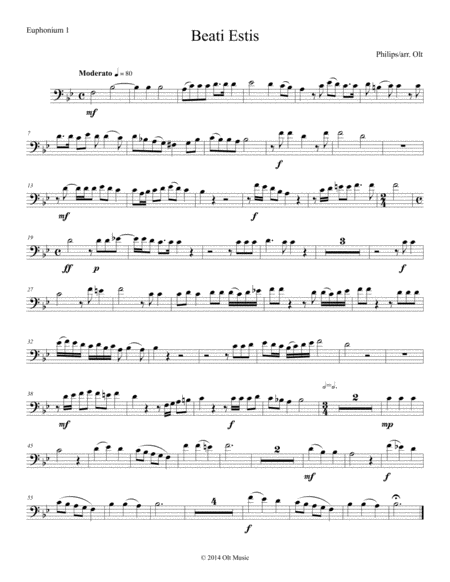 Beati Estis For 2 Antiphonal Tuba Quartets Sheet Music