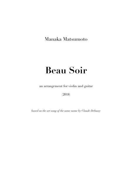 Free Sheet Music Beau Soir Arr For Violin And Guitar