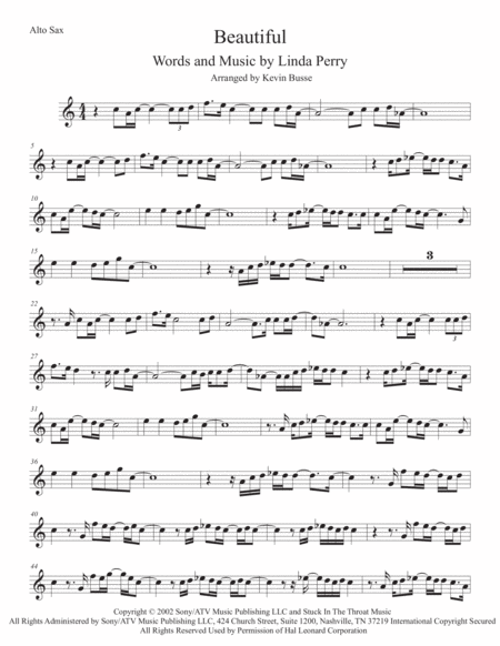 Free Sheet Music Beautiful Alto Sax Original Key