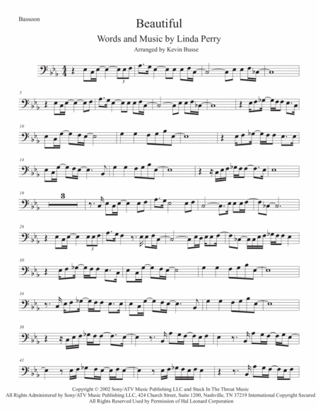 Free Sheet Music Beautiful Bassoon Original Key