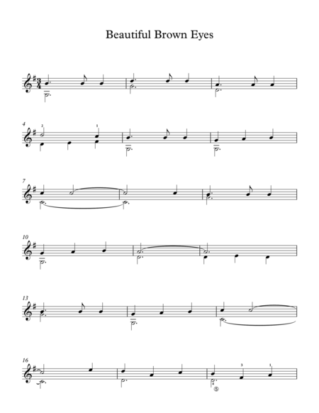 Beautiful Brown Eyes American Traditional Song Sheet Music