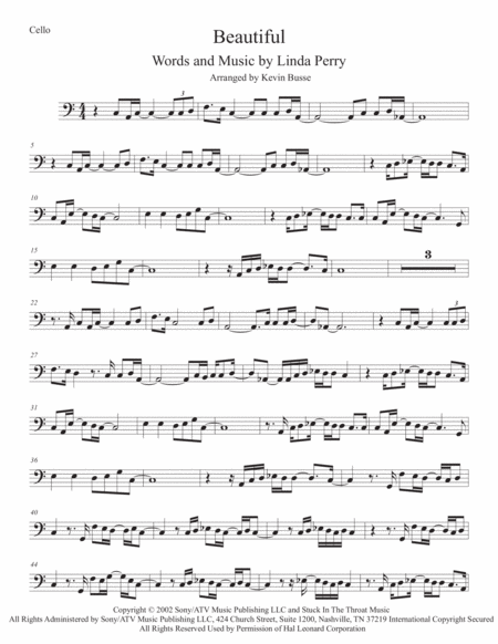 Beautiful Cello Easy Key Of C Sheet Music