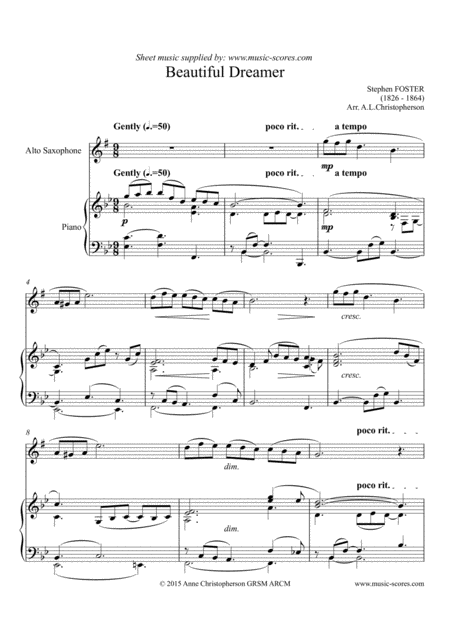 Beautiful Dreamer Alto Saxophone And Piano Sheet Music