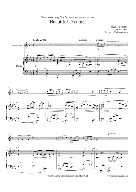 Beautiful Dreamer Clarinet And Piano Sheet Music