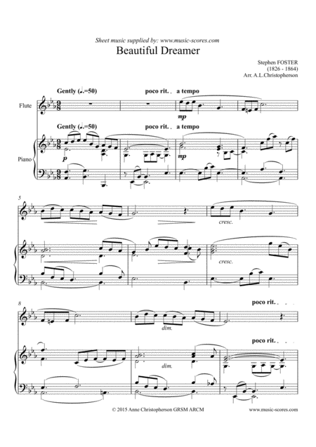 Beautiful Dreamer Flute And Piano Sheet Music