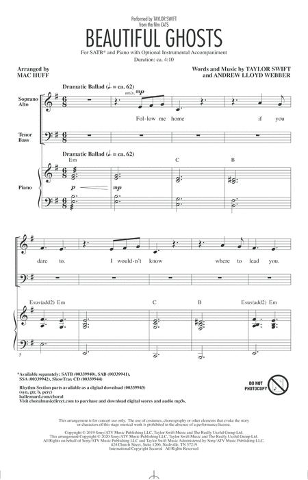 Beautiful Ghosts From The Motion Picture Cats Arr Mac Huff Sheet Music