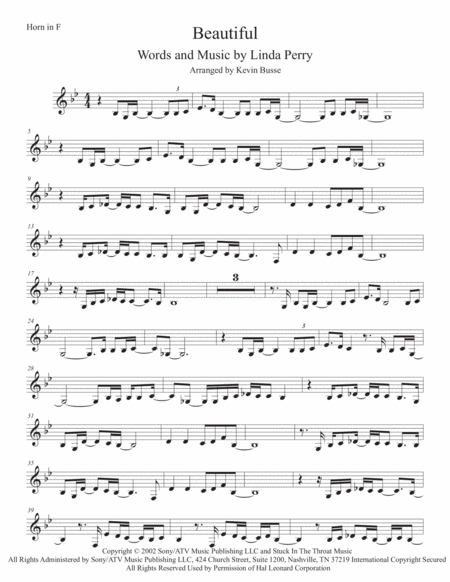 Free Sheet Music Beautiful Horn In F Original Key