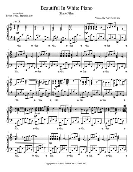 Beautiful In White Piano Sheet Music