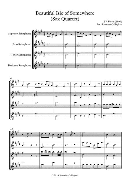 Beautiful Isle Of Somewhere Sax Quartet Sheet Music