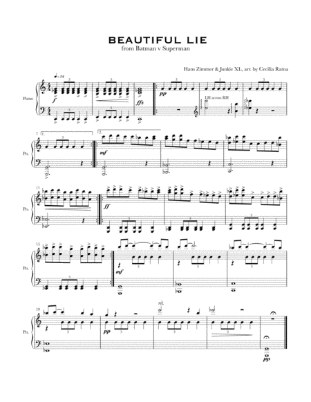 Free Sheet Music Beautiful Lie