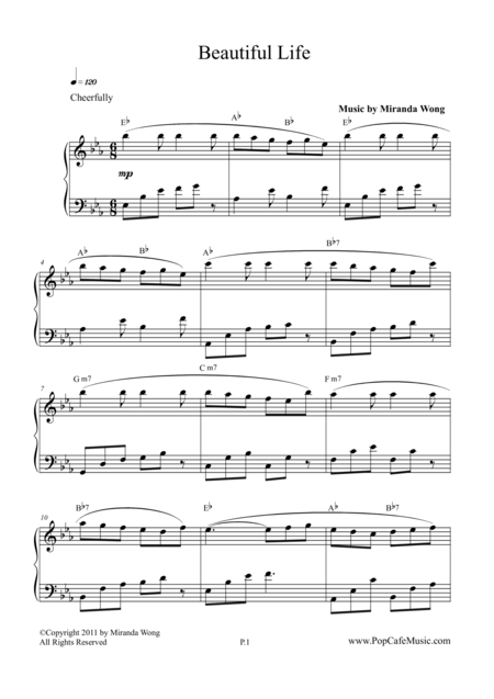 Beautiful Life Romantic Piano Music Sheet Music