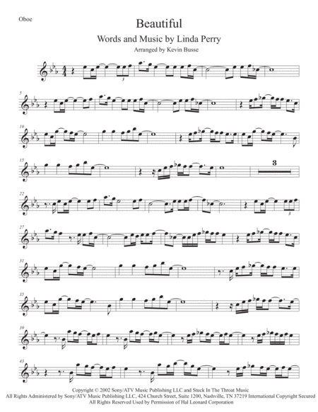 Free Sheet Music Beautiful Oboe Original Key